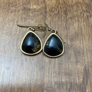 Barse Onyx Black and Gold Marble Earrings